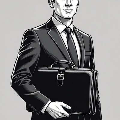 Businessman holding briefcase illustration