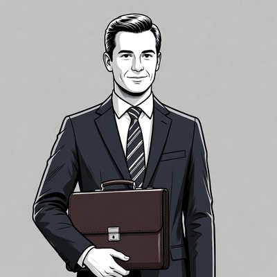 Businessman holding briefcase illustration