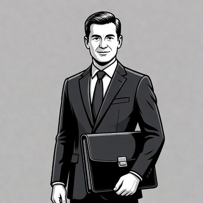 Businessman holding briefcase illustration