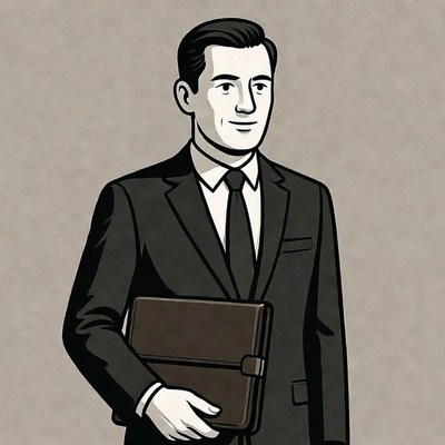 Man holding briefcase in suit