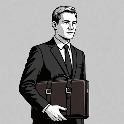 Man in suit holding briefcase