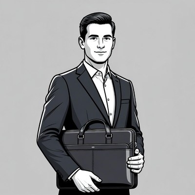 Businessman holding briefcase illustration