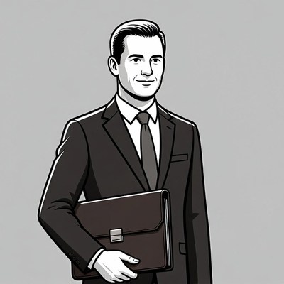 Businessman holding briefcase illustration