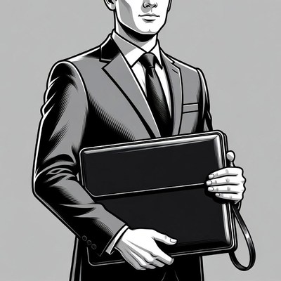 Man holding briefcase in suit