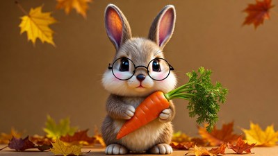 Cute bunny holding carrot