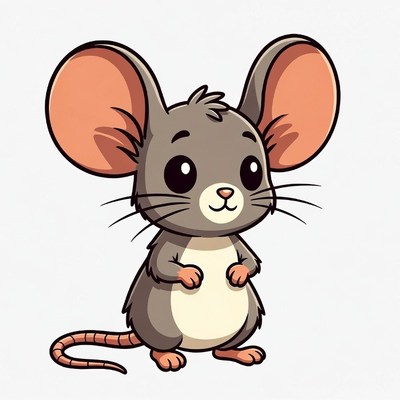 Cute cartoon mouse standing