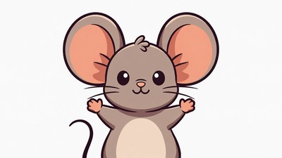 Cute cartoon mouse with arms outstretched