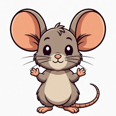 Cute cartoon mouse waving