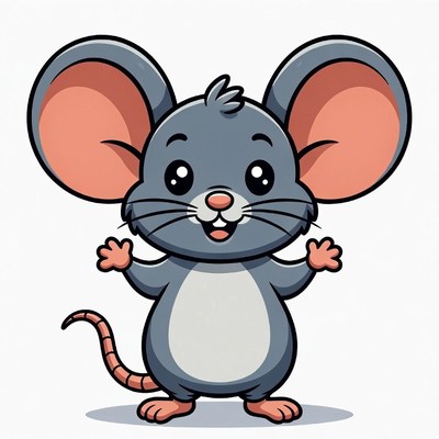 Cute cartoon mouse waving