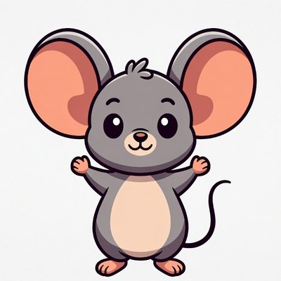 Cute cartoon mouse with arms outstretched