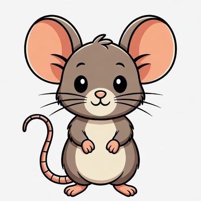 Cute cartoon mouse standing