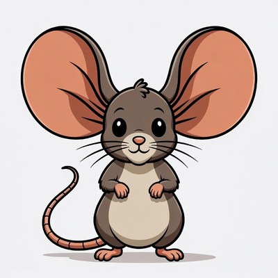 Cute cartoon mouse with big ears