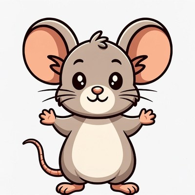 Cute cartoon mouse with arms outstretched