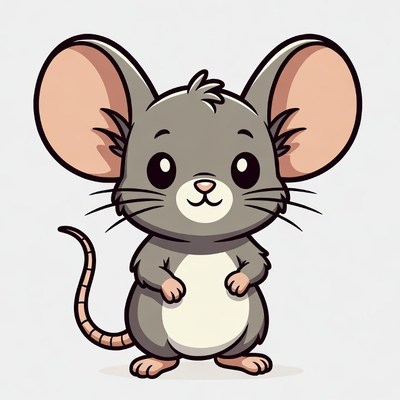 Cute cartoon gray mouse