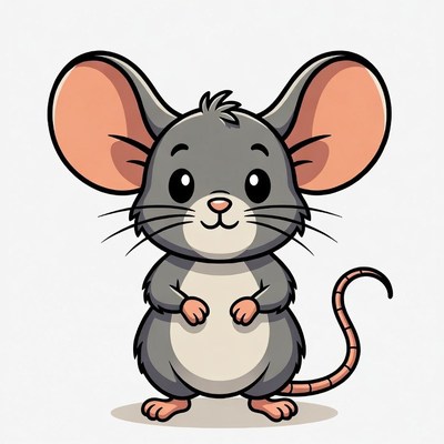 Cute cartoon gray mouse