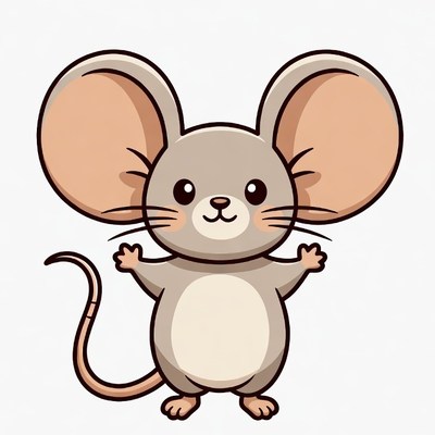Cute cartoon mouse with big ears