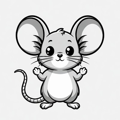 Cute cartoon mouse with big eyes