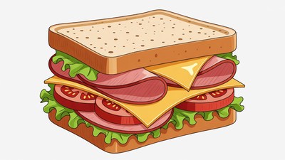 Ham and Cheese Sandwich Illustration