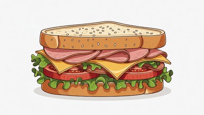 Ham and Cheese Sandwich Illustration