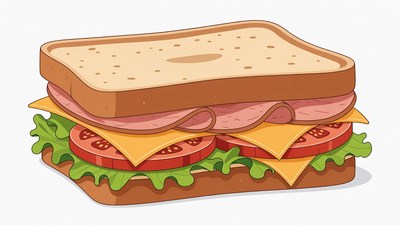 Ham and Cheese Sandwich Illustration