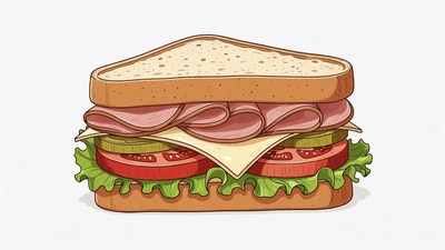 Ham and Cheese Sandwich Illustration