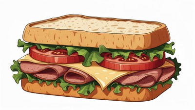 Ham and Cheese Sandwich Illustration