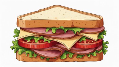Ham and Cheese Sandwich Illustration