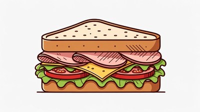 Ham and Cheese Sandwich Illustration