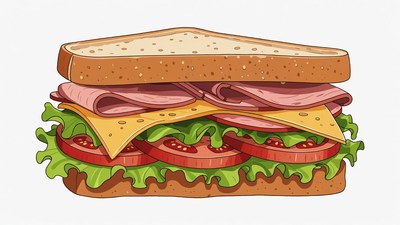 Ham and Cheese Sandwich Illustration