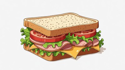 Ham and Cheese Sandwich Illustration