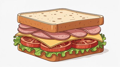 Ham Tomato Cheese Sandwich Illustration