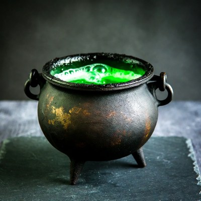 Bubbling green witch cauldron