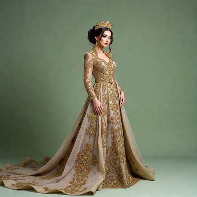 Woman in Gold Gown and Crown
