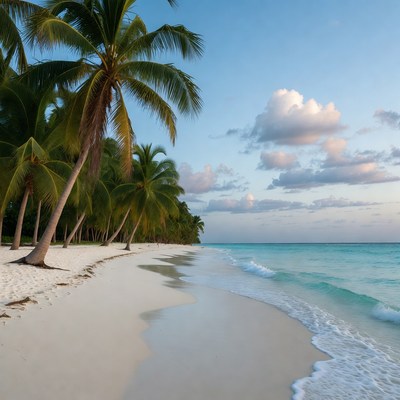 Tropical Beach with Palm Trees
