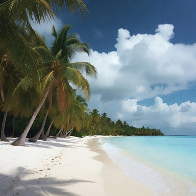 Tropical Beach with Palm Trees