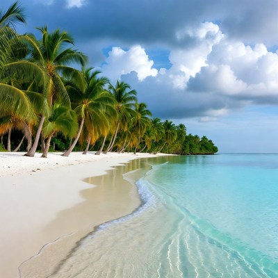 Tropical beach with palm trees