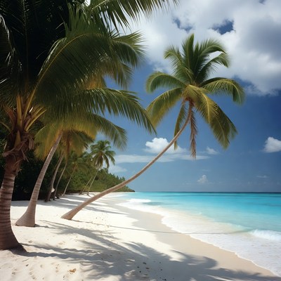Tropical Beach with Palm Trees