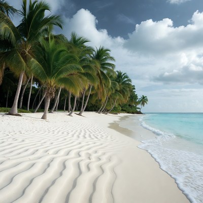 Tropical Beach with Palm Trees