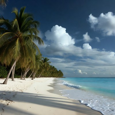 Tropical Beach with Palm Trees