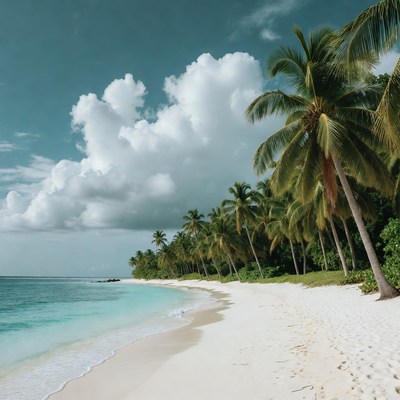 Tropical beach with palm trees