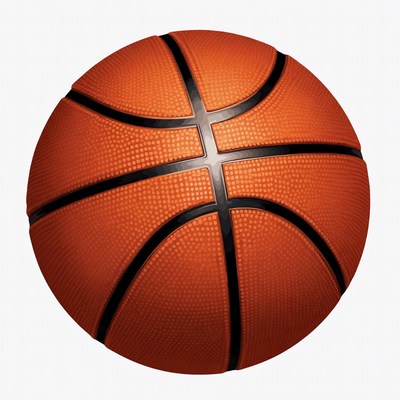 Orange basketball on white background