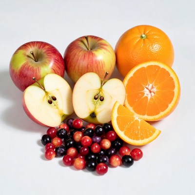 Sliced Apples Oranges Berries