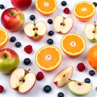 Fresh Fruits on White Background