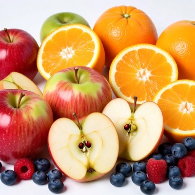 Fresh apples oranges berries fruits