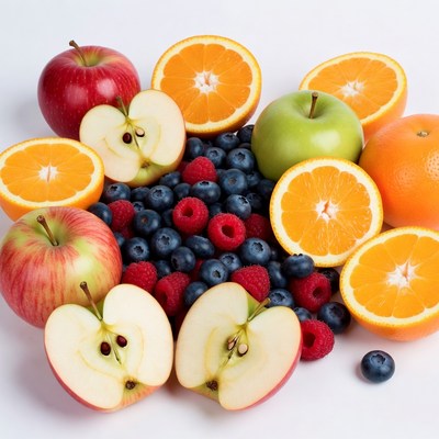 Fresh Apples Oranges Blueberries Arrangement