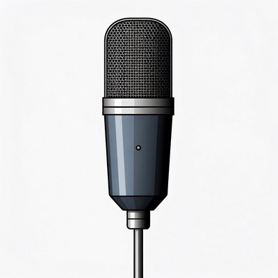 Black Microphone on White Background