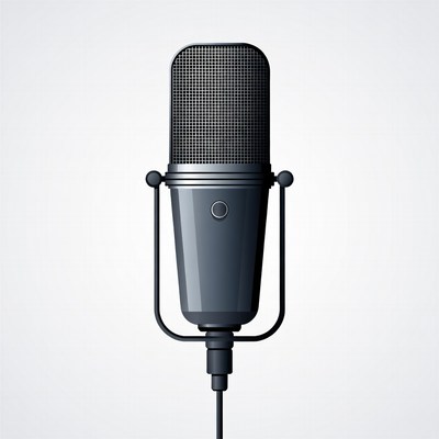 Black Microphone on White Background