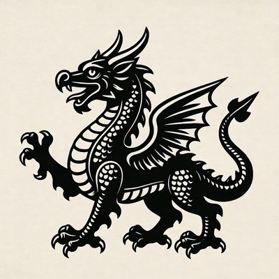 Black Dragon Illustration Standing