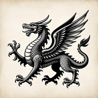 Black Ink Dragon Illustration