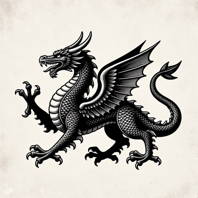 Black Ink Dragon Illustration